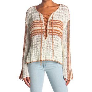Free People $108 Marina Bay Lace Up Sweater